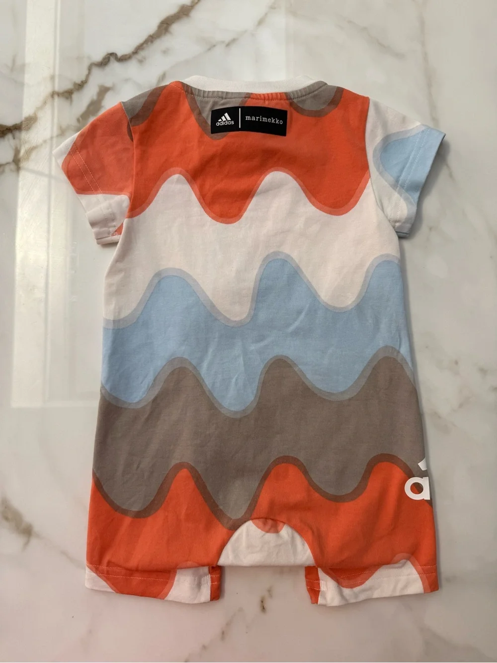 adidas x marimekko baby Short-Sleeve romper - Wave Print Blue/Orange
